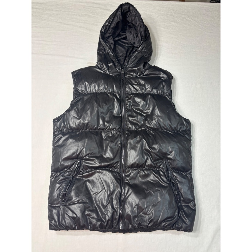 Jack & Jones Core Findus Down Waistcoat Puffer Vest Black Hooded Mens Size L - Picture 1 of 8